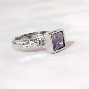 Amethyst Rose de France Ring 1.8 Carats  Stainless Steel Size 7